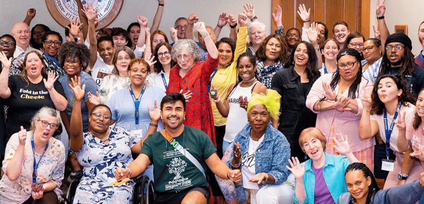 Group of people excited about community research.