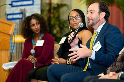 Social Work alumni attend an awards event.