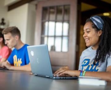 Student working on laptop