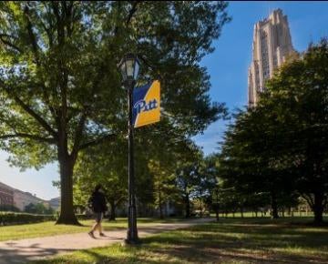 Student walking to Cathedral