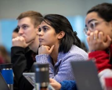 Student listening to lecture