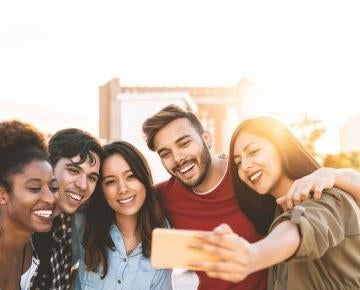 Young people taking selfie